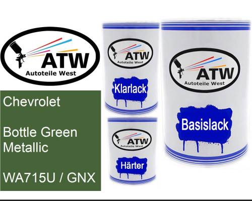 Chevrolet, Bottle Green Metallic, WA715U / GNX: 500ml Lackdose + 500ml Klarlack + 250ml Härter - Set, von ATW Autoteile West.